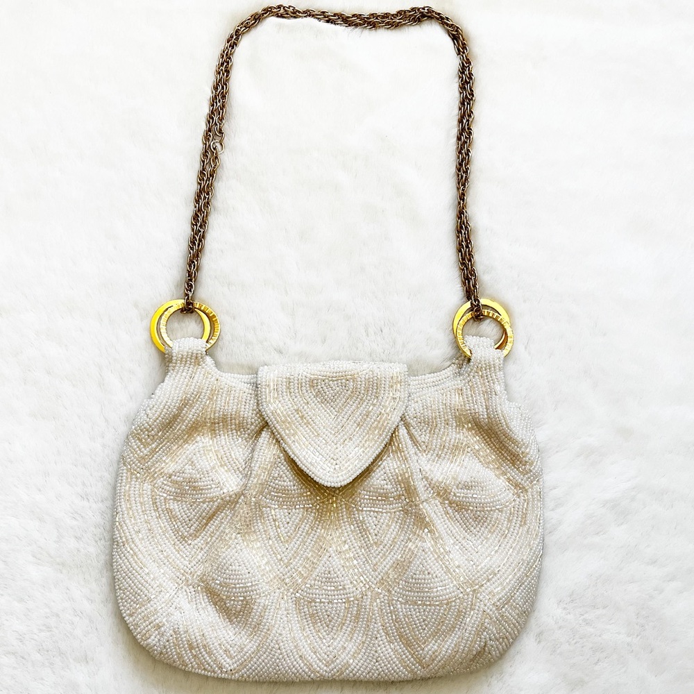 WALBORG VINTAGE BEADED BAG FLAPPER 40s ELEGANT UNIQUE FEMININE PRETTY EVENT - Picture 10 of 10